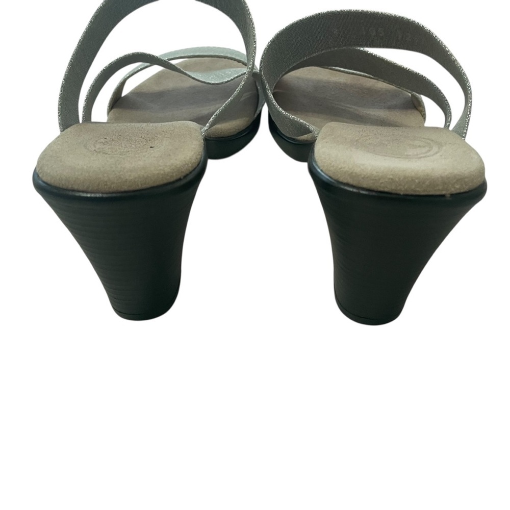 Charleston Shoe Co Jac Strappy Heel Sandal Silver Comfort Shoes Size 9 - Picture 5 of 9